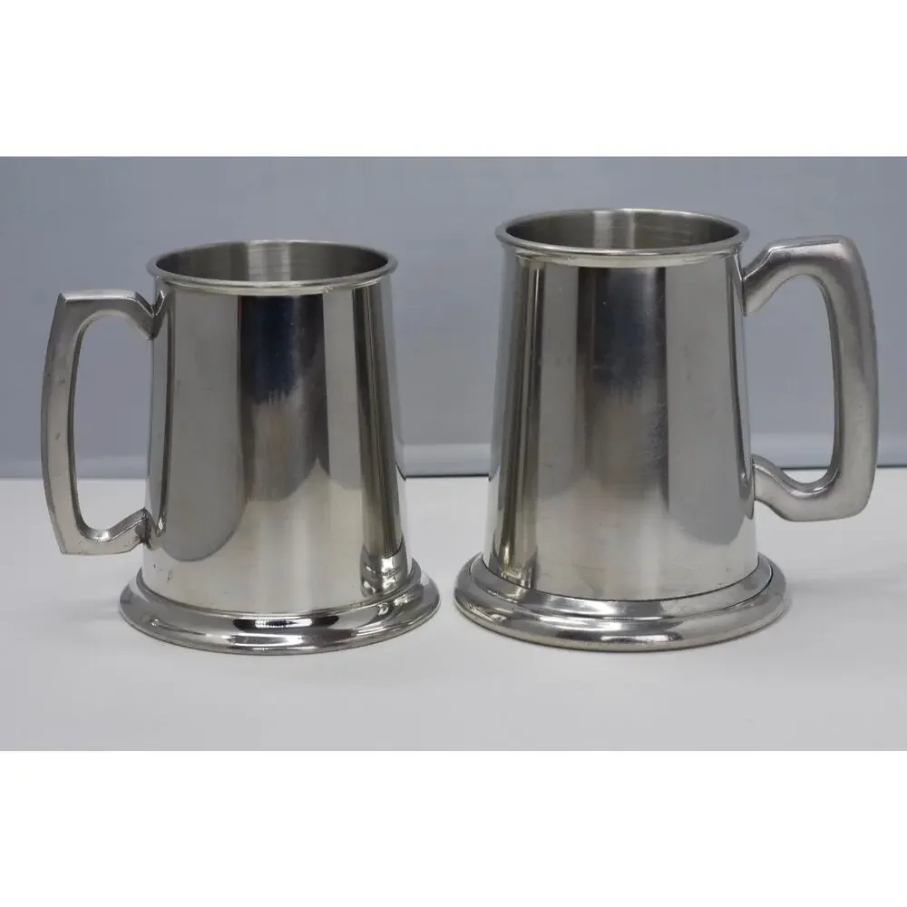 Leonard Eales Sheffield English Pewter Tankard 1779 Made in England - Set of 2